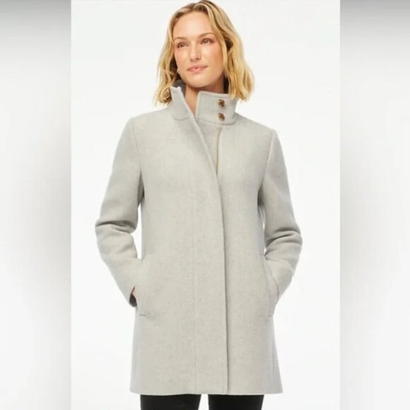 NEW J.Crew Button Neck City Coat in Heather Dusk, Size 6 - Picture 1 of 8